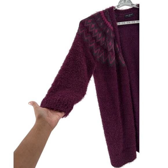 Lane Bryant Long-Sleeve Fair Isle Cardigan dark purple open front size 22/24 - Picture 7 of 9